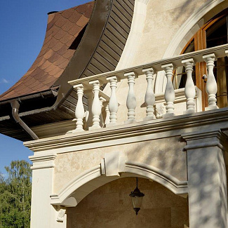 Фасады из камня - Дом в Подушкино - Травертин - стиль Классический, Французский