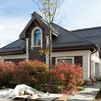 Фасады из камня - Загородный дом и гараж в Павлово - Облицовочный кирпич - стиль Американский, Классический, Английский