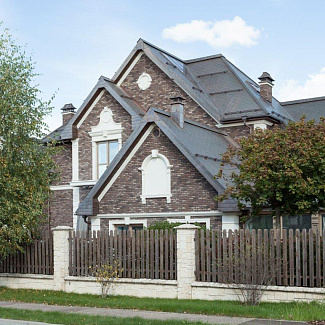 Фасады из камня - Загородный дом и гараж в Павлово - Облицовочный кирпич - стиль Американский, Классический, Английский