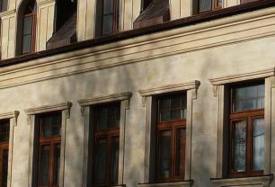 Загородный дом в Знаменском — фасад из натурального камня, работа Domoff Group
